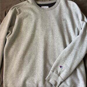 Champion Gray Crewneck Sweater with Ribbed Cuffs